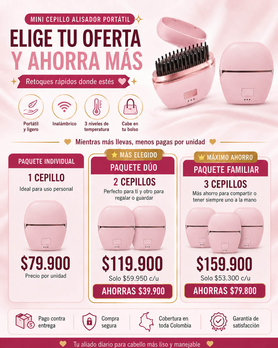 ALISSAFULL - Cepillo alisador portátil