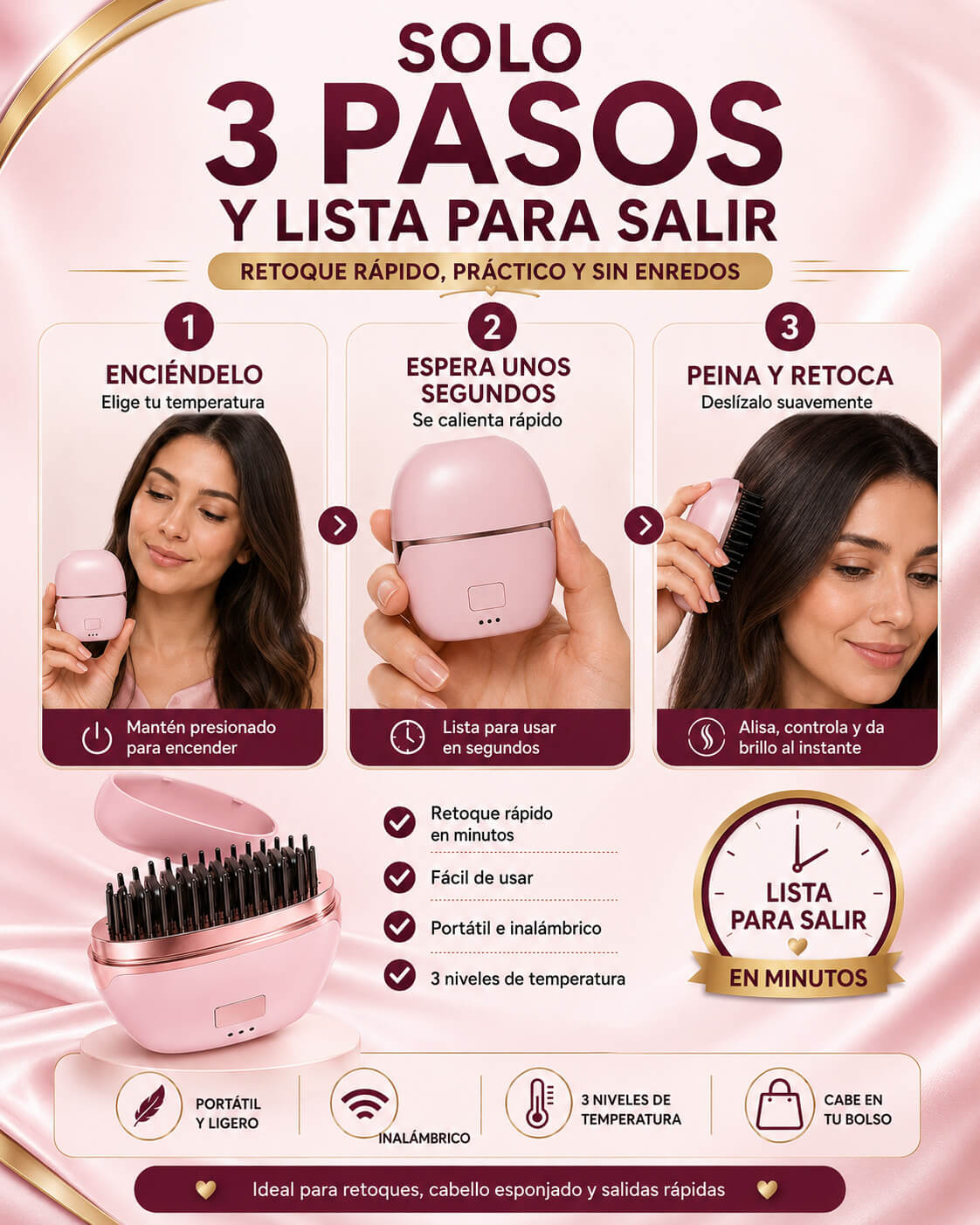 ALISSAFULL - Cepillo alisador portátil